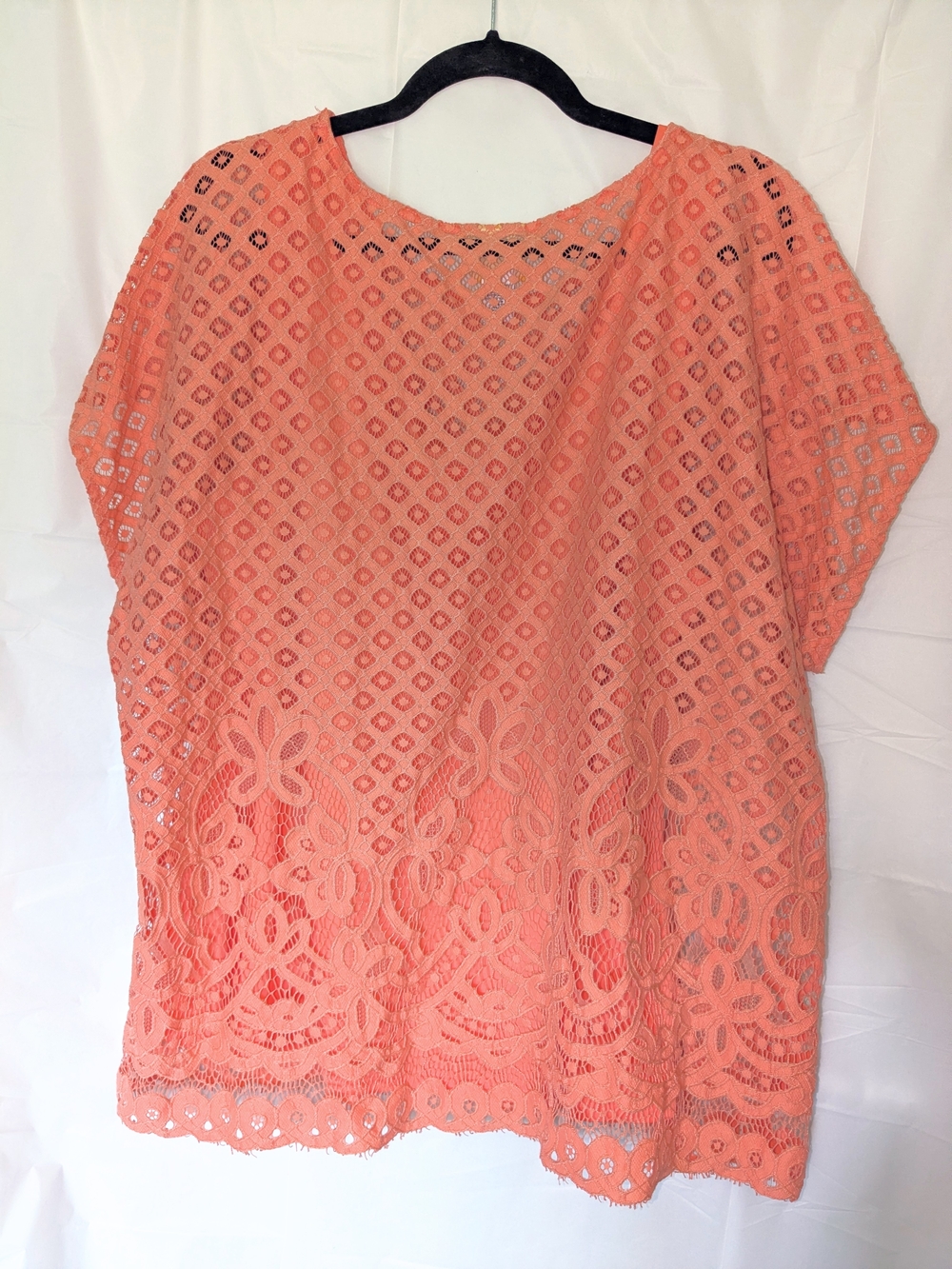 Crochet Top With Tank Top Included in Peach - Picture 2 of 3